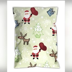 Ten Festive Santa and Reindeer 14.5x19 Inch Mint Green Poly Mailer